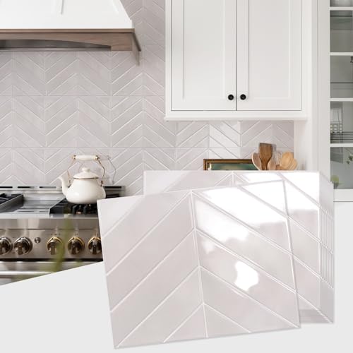 STICKGOO Herringbone Peel and Stick Backsplash, Smoky Pink, 10 Sheets | 12.6 x 9.7 in, Thicker Rectangular Vinyl Stick-On Wall Tiles, Easy Alignment, Waterproof, Easy to Clean, Kitchen/Bathroom - color: Smoky Pink, size: Pack of 10