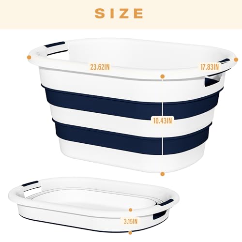43L(11.5Gallon) Collapsible Laundry Baskets plastic (Blue, 2 Packs) | Pop Up Laundry hamper/Storage Container, Foldable Laundry Basket with Large Capacity,Sturdy,Space Saver - color: Blue