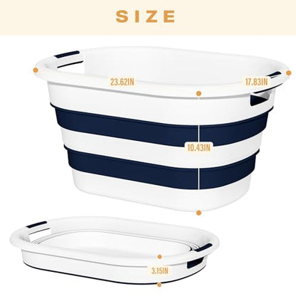 43L(11.5Gallon) Collapsible Laundry Baskets plastic (Blue, 2 Packs) | Pop Up Laundry hamper/Storage Container, Foldable Laundry Basket with Large Capacity,Sturdy,Space Saver - color: Blue