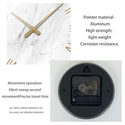 White Small Wall Clocks Battery Operated 12 Inch | Analog Marble Analog Clock for Bedroom Living Room Kitchen Office Round Silent Wall Clock Modern - color: White, size: 12 Inch
