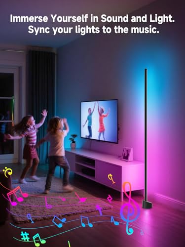 Tyute Standing Floor Lamp, RGB LED Lamp with Music Sync, Smart App and Remote Control Ambience Light with Music Sync, LED Lamp with 16 Million Colors for Bedroom, Living Room Gaming Room