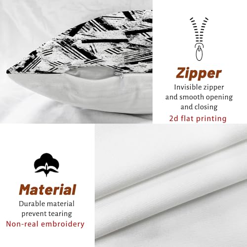 Stripes Throw Pillow Covers Set of 2, Modern Abstract Brush Patterns Texture None Black with Hidden Zipper Accents Pillows Cases for Home Living Room Bedroom Dorm Couch Decor 14x14 Inch - size: 14" x 14" (Pack of 2)