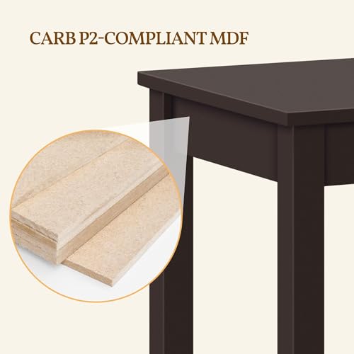 Topeakmart Tall Narrow Side Table, 2-Tier Espresso Nightstand with Storage | Sturdy MDF and Pinewood End Table, Extra Tall and Slim for a Small Bedroom or Living Room, With Shelf and Easy Assembly