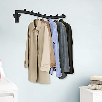 Folding Clothes Hanger Rack Swing Arm Hook Holder Clothing Hanging Garment Drying Closet Rod Storage Organizer Wall Mount Space Saving for Closet Organizer Bathroom Bedroom Laundry 2 Pack Black - style: 2 Pack