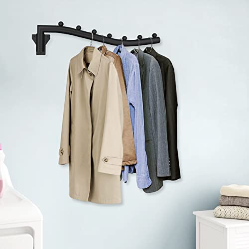 Folding Clothes Hanger Rack Swing Arm Hook Holder Clothing Hanging Garment Drying Closet Rod Storage Organizer Wall Mount Space Saving for Closet Organizer, Bathroom, Bedroom, Laundry Room Black - style: 1 Pack
