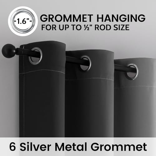 SimpleHome 100% Blackout Ombre Bedroom Curtains Black and Greyish White,63L | Room Darkening Curtains,Thermal Insulated Grommet Window Drapes and Curtains for Living Room,2 Panels, 42x63 inches Length - color: Black With Black Back, size: 42"W x 63"L (Pac