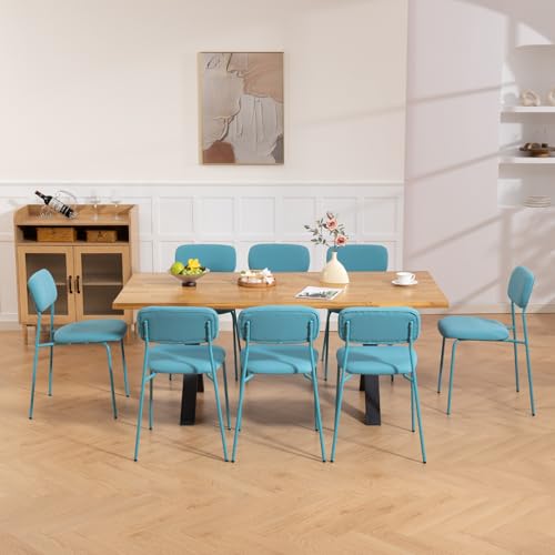 Sidanli Stackable Waiting Room Chairs, Armless Upholstered Guest Chairs Set of 4 with Comfotable Cushion for Conference Reception Break Room Lobby, Blue - color: Blue