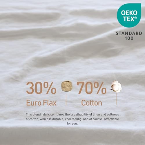 BISELINA French Linen Duvet Cover Set 2pcs with Hidden Zipper Closure Natural Flax Cotton Blend Solid Color Soft Breathable Luxury Farmhouse Bedding - Twin Size, White - color: White, size: Twin