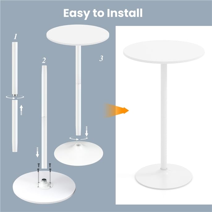 Cocktail Table,Two-in-one Modern Style Standing Circular Bar Table 40"/22" Two Convertible Height Suitable for Dining Room, Restaurant, Kitchen (2, White) - color: White, size: Diameter：23.99‘’