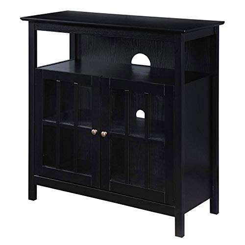 Convenience Concepts Big Sur Highboy TV Stand 36" - Modern Entertainment Center For TVs up to 40", Storage Cabinet for Dining, Living Room, & Entryway, Console Hall Table with Shelves, Black - color: Black