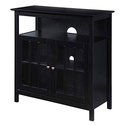 Convenience Concepts Big Sur Highboy TV Stand 36" - Modern Entertainment Center For TVs up to 40", Storage Cabinet for Dining, Living Room, & Entryway, Console Hall Table with Shelves, Black - color: Black