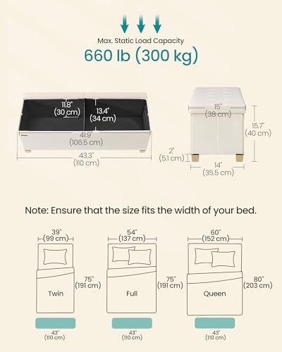 SONGMICS Storage Ottoman Bench with Legs, Folding Ottoman Foot Rest with Flipping Lid, Bench with Storage, for Living Room, Bedroom, Entryway, Velvet, 43.3 Inches, Cappuccino Beige ULSF083LH01 - color: Cappuccino Beige, style: with Flipping Lid