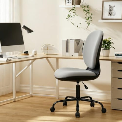 CLATINA Armless Office Desk Chair with Wheels, Ergonomic Tilt Backrest Executive Chairs Adjustable Height Mid Back Swivel Rolling Computer Task Chair for Home Bedroom Study Save Space Saving, Grey - size: 1 Pack