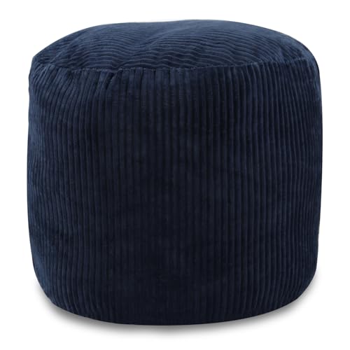 Sexysamba Round Corduroy Pouf Cover Only, 20"x 16" Unstuffed Decorative Ottoman Foot Stool Rest, Washable Storage Bean Bag Chair Floor Pouf Covers for Living Room Bedroom, Navy Blue - color: Navy-round