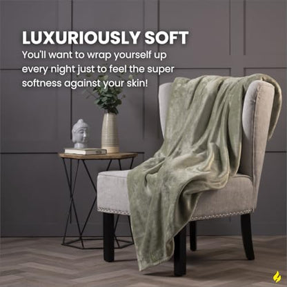 HEAT HOLDERS Fleece Throw Blanket for Couch - 300GSM Plush Super Soft Throw Blanket for Bed, Sofa, car & Travel - Extra Large Cozy Blankets, Warm Thick Fuzzy, All Season - Sage - color: Sage