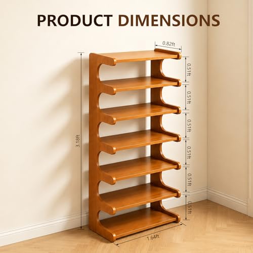 Vertical Narrow Shoe Rack, 7 Tier Shoe Storage Rack for Entryway, Free Standing Multi Layer Wooden Shoe Rack for Corridors, Bedrooms Living Room Corner And Small Spaces (7 Tier/W-50cm) - size: 7 Tier