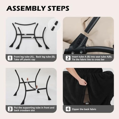 Lazy Chair with Folding Ottoman,Leisure Sofa Chair,Soft Fabric Armchair with Armrests and Side Pockets, Reading Chair with Footrest for Living Room, Bedroom, Office (Plush Black) - color: Plush Black