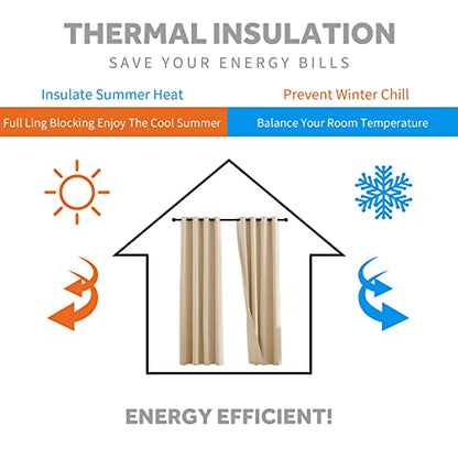 RYB HOME Thermal Insulated Soundproof Curtains, 3 Layers 100% Blackout | Noise Cancelling,Thermal Insulated,With Detachable Felt Liner,For Bedroom Theater Playroom,W42 x L84,Biscotti Beige,2 Panels - color: Biscotti Beige, size: 42"W x 84"L (Pack of 2)