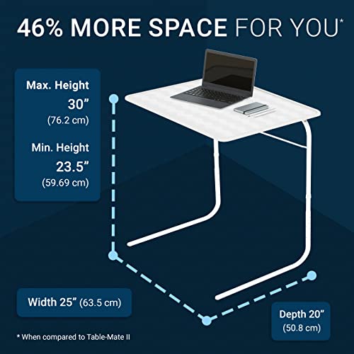 Table-Mate TV Tray Table | Portable Desk Folding Dinner Tray, Couch Table Trays for Eating Snack Food, Portable Laptop Desk, Bed Trays for Eating | Adjustable TV Trays with 3 Angles and Cup Holder - color: Black, size: 20"D x 25"W x 30"H