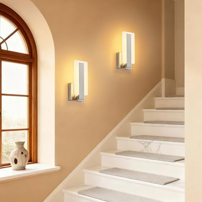 KARTOOSH Battery Operated Modern Wall Sconce Set of Two, Nickel | Rechargeable Wireless Wall Light with Remote Control, Dimmable 3 CCT, Timer, Night Mode, for Hallway, Bedroom, Living Room - color: Nickel