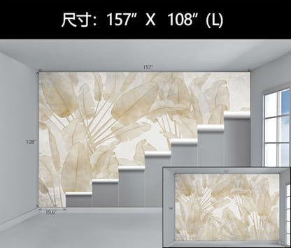 Beige Banana Leaf Tropical Wallpaper Mural Peel and Stick Bedroom | 157“x108" - color: W-072, size: 157" x 108"