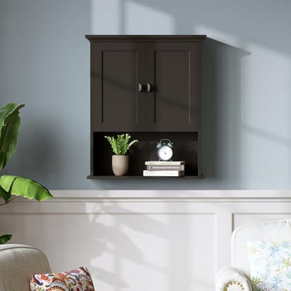 Bathroom Wall Cabinet, Over The Toilet Storage Cabinet Wall Mounted Medicine Cabinet with Build-in Spirit Level Cupboard Adjustable Shelves for Bathroom Laundry Room Kitchen, Espresso - color: Espresso