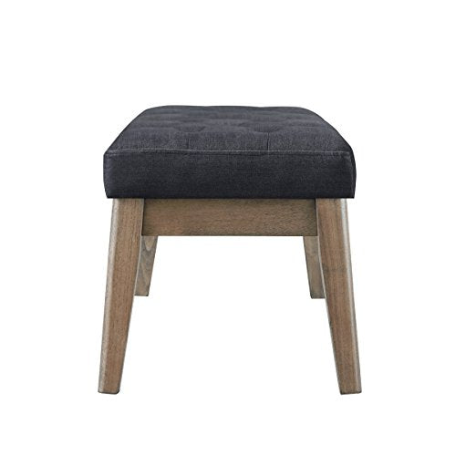 24KF Velvet Upholstered Buttons Tufted Entryway Bench with Solid Wood Leg,Bed Bench Ottoman with Padded Seat,5034-Midnight - color: Midnight Velvet, size: Tufted Bench with Solid Wooden Base