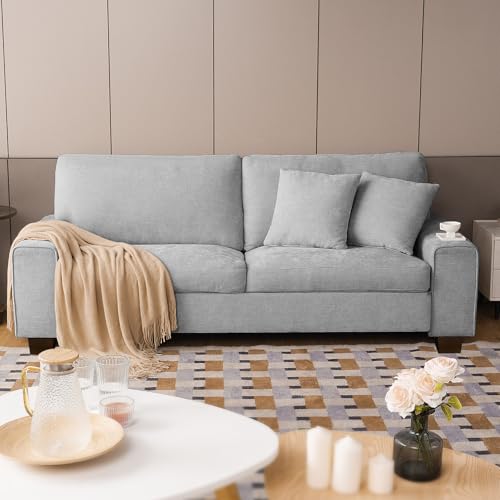 DOPEDIO 71.25" Modern Loveseat Sofa, Light Gray, Couch for Living Room | Removable washable cover, pocket spring cushions, solid wood frame, easy assembly for apartments, ideal for small spaces - size: 71.25 inch, style: Light Grey Chenille
