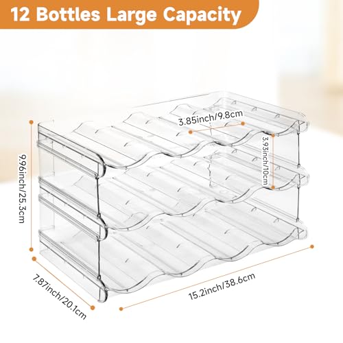 Stackable Water Bottle Organizer Large Compartment Water Bottle Holder | 3 Tier Water Bottle Organizer for Cabinet, Water Bottle Rack for Kitchen Organization and Storage - Hold 12 Bottles - size: 3 Pack