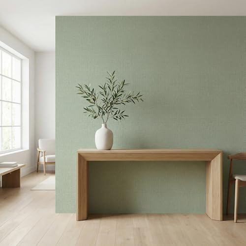 WADILE Grasscloth Peel and Stick Wallpaper 15.7in x 78.7in Light Green | Textured contact paper, Faux linen, Vinyl material, Cabinets, Self adhesive - color: Light Green, size: 15.7" x 78.7"