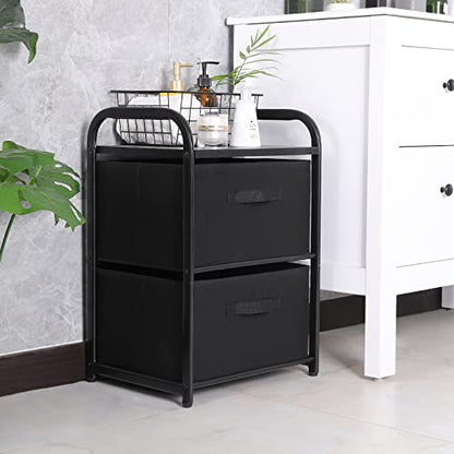 MAX Houser Dresser for Bedroom with 2 Drawers, Wide Chest of Drawers, Fabric Dresser, Storage Organizer Unit with Fabric Bins for Closet, Living Room, Hallway, Nursery,Black | Wide Chest of Drawers, Fabric Dresser, Storage Organizer Unit with Fabric Bins