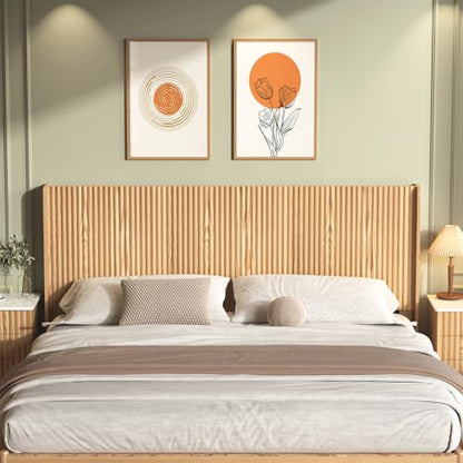 80.3'' Wood Headboard King Size with Charging Stations, Modern Wall Mounted Headboards, Farmhouse Bed headboard Only (King (U.S. Standard)) - size: King