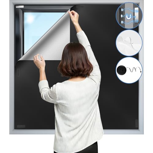 100% Magnetic Black Out Window Cover 39" x 58" Blackout Blinds No Drill, Portable Black Out Shades Blackout Curtains for Bedroom,RV,Nursery,Media Room with Strong Magnets - color: 39" X 58"