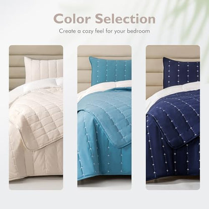 ALPHA HOME Cotton Lightweight Coverlet Set, Queen | 3 PCS, beige, striped, soft, all-season, machine washable, contemporary style - color: Beige, size: Queen