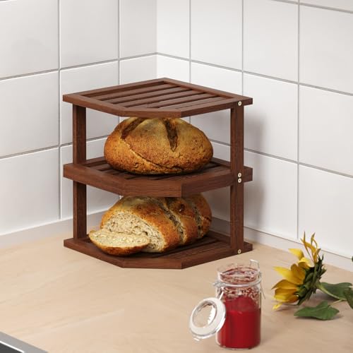 VERTORGAN 2 Tier Bamboo Dish Drying Rack,Corner Shelf 2 Pack(Brown) | Pantry Storage,Dish Rack,Spice Rack,Corner Organizer,Kitchen Counter Shelves,Kitchen Storage,Holds Plates - color: Brown, size: 2 Pc