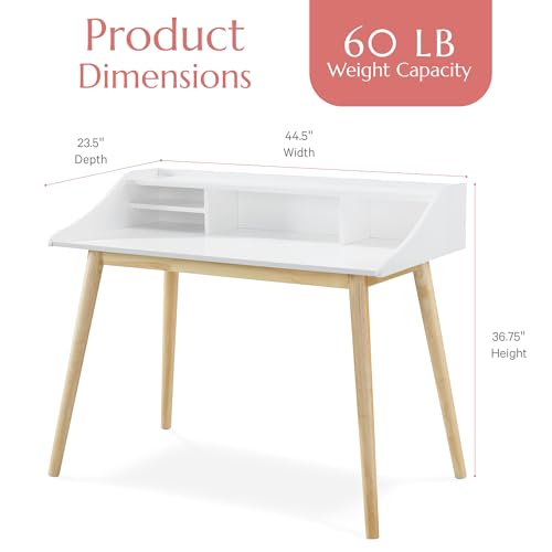 Alton Writing Computer Desk with Shelves, Retro Laptop Workstation for Home Office, Bedroom or Small Spaces
