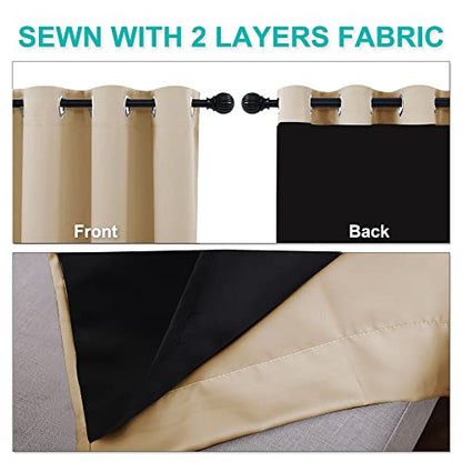 NICETOWN Living Room Completely Shaded Drapery, Privacy Protection & Noise Reducing Ring Top Drape, Black Lined Insulated Window Treatment Curtain Panel (Biscotti Beige, 1 Piece, W52 x L72) - color: Biscotti Beige, size: 52"W x 72"L (Pack of 1)