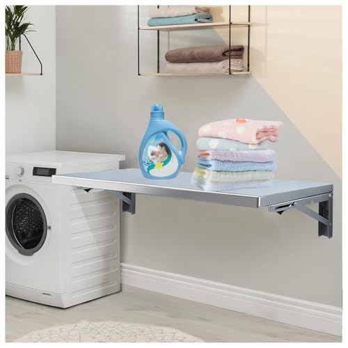 Wall Mounted Folding Table,304 Stainless Steel Wall Folding Desk,Floating Table for wall,Laundry Room Folding Table,Home Bars and Dining Establishments(100x50cm /39.4"x19.7")