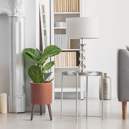 D'vine Dev Planter Pot with Wood Stand, 10 in, Terra Cotta, 88-Z-B-3 | Mid-Century Modern Style, Elevated Plant Display, Drainage Hole and Plug, Functional & Stylish, Modern Indoor Planter - color: Terra Cotta, size: Medium