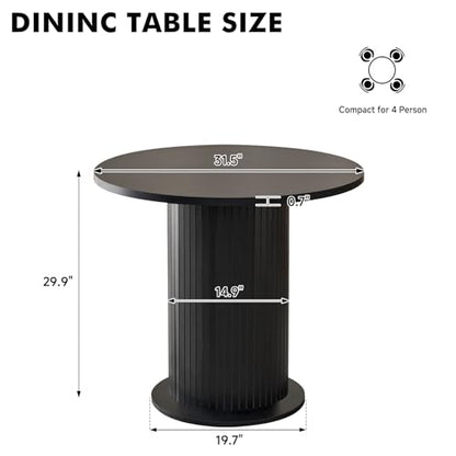 31.5" Round Dining Table for 2, Modern Small Pedestal Kitchen Table, Space Saving, for Apartment Dining Living Room,Black - color: Mini Black 31.5
