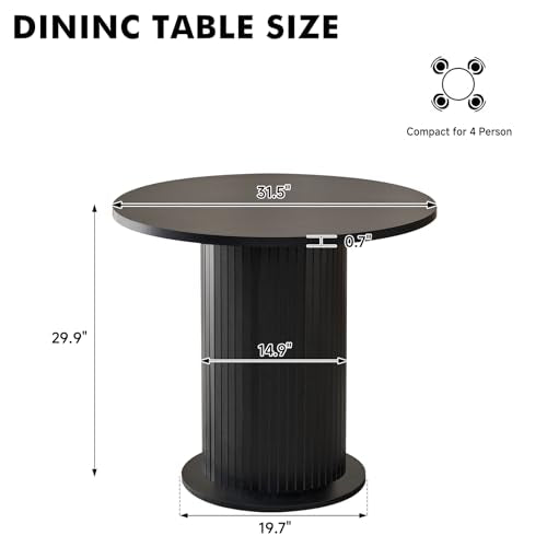 31.5" Round Dining Table for 2, Modern Small Pedestal Kitchen Table, Space Saving, for Apartment Dining Living Room,Black - color: Mini Black 31.5