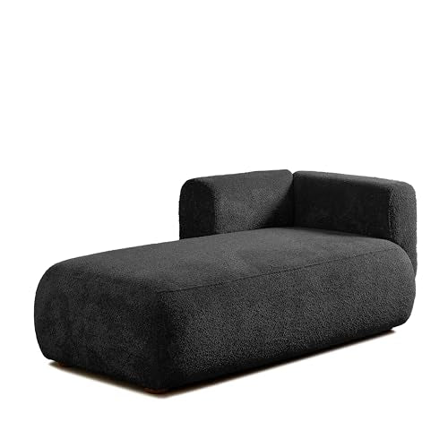 ERYE Boucle Upholstered Left Facing Chaise Lounge Indoor for Living Room Bedroom,Comfy Single Chaise Lounge Modern Leisure Recliner Sleeper Sofa Daybed, Easy Assemble - color: Black/Left