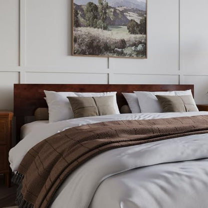 AFI, Orlando King Adjustable Modern Solid Wood Panel Headboard, Walnut - color: Walnut, size: King (U.S. Standard)