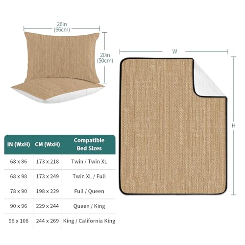 Queen Quilt Bedding Set, Minimalist Light Brown Soft Microfiber Summer Bedspread Coverlet with 2 Pillow Shams for All Season, Crosshatch Linen Textured Breathable Bedding Set for Hot Sleepers - size: Queen