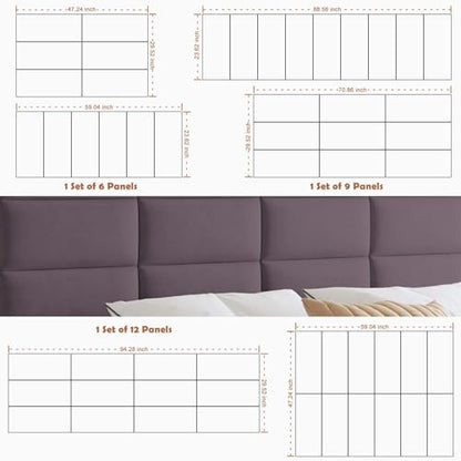 IFNOW Wall Mounted Headboard, Peel and Stick Panels, Dark Purple, Queen | Upholstered 3D Soundproof Acoustic Panels, Reusable and Removable, Padded Leather Bed Headboard, 6 Panels, 9.84" x 23.62" - color: Leather-dark Purple, size: Twin