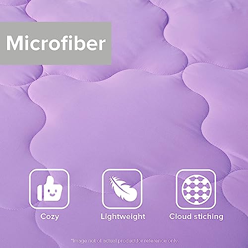 Comfort Spaces Vixie Reversible Comforter Set - Trendy Casual Geometric Quilted Cover, All Season Down Alternative Cozy Bedding, Matching Sham, Lavender/Gray, Full/Queen 3 piece | Down Alternative, All Season, Bedding for Bedroom, Geometric Pattern, Rever