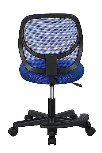 Amazon Basics Kids Adjustable Height Mesh Low-Back Swivel Desk Chair with Footrest, Rolling Study Chair, Armless, Blue - color: Blue