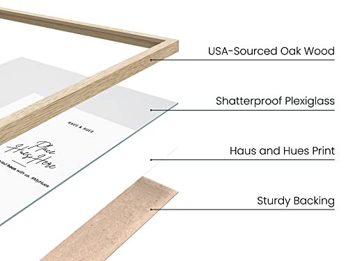 HAUS AND HUES 6x8 Natural Oak Wooden Picture Frame - Set of 15 6x8 Poster Frame - Premium Oak, Vertical Hang, Shatterproof Plexiglass - Ideal for Home, Room, Office (6x8-inch, Natural, Set of 15) - color: Beige Oak, size: 6x8 in, style: Set of 15