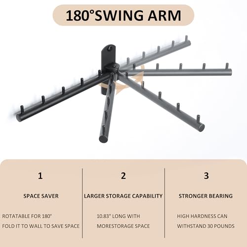 Mooche Swing Clothes Hanger Rack, Garment Racks 9.45" Long, Black | 180°Rotation Laundry Drying Rack 304 Stainless Steel Space Saving Wall Mounted for Laundry Room Bedroom Balcony - color: Black, size: 1 Pack