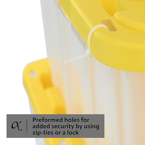 CX 27-Gallon Heavy Duty Clear Stackable Storage Bins with Lids, 4 Pack | Clear plastic totes for garage organization, Stackable, weather-resistant, snap lids, 14.3H x 20.6W x 30.6D, Clear/Yellow - size: 4 Pack, style: Clear & Yellow